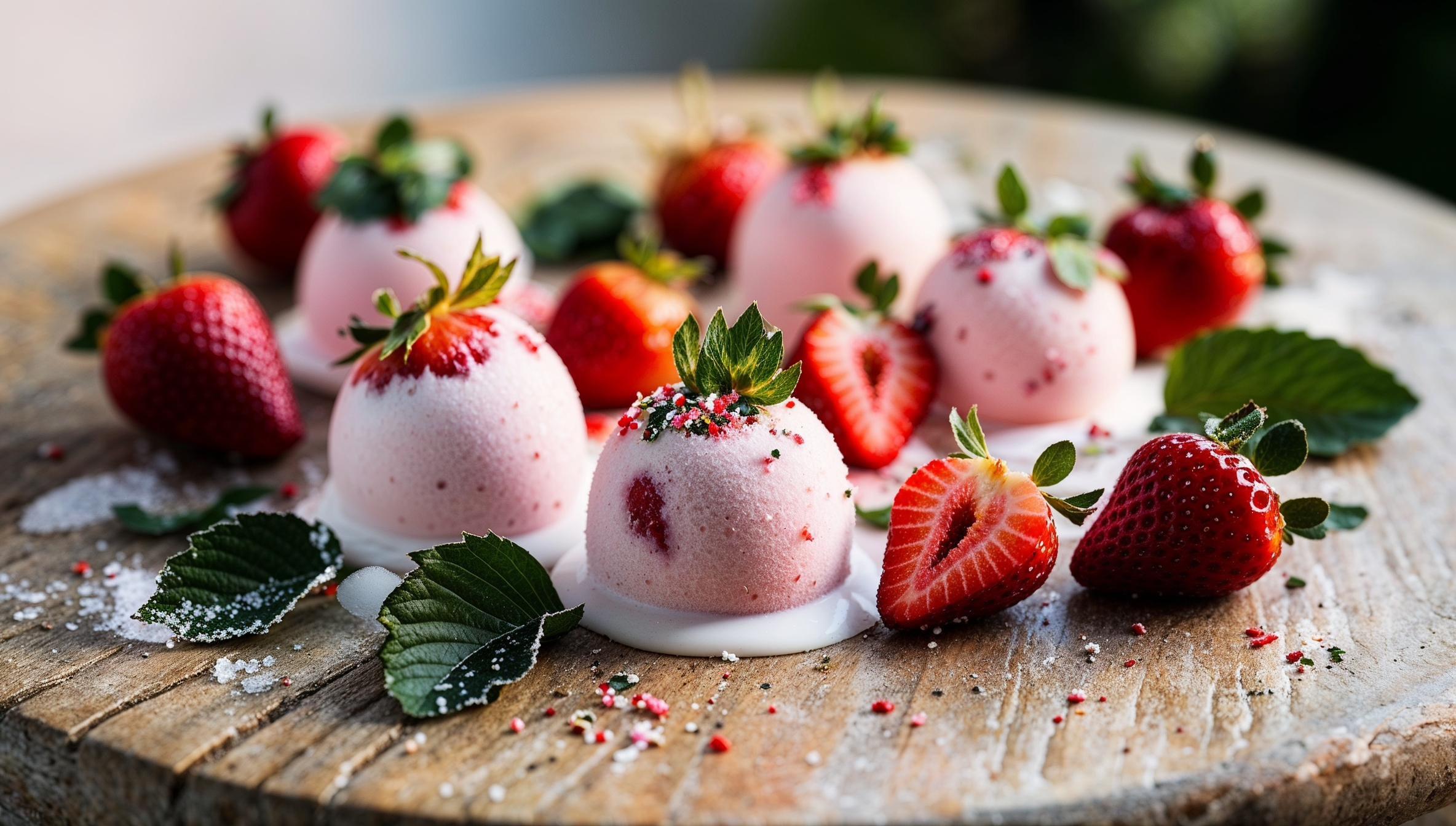 Vegan Frozen Strawberry Yogurt Bites