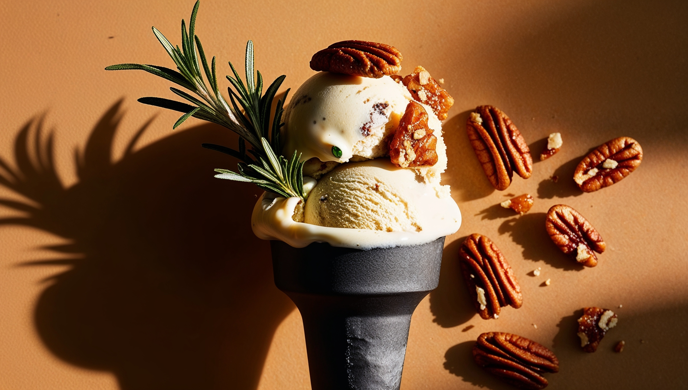 Vegetarian Gelato: Rosemary and Pecan Brittle